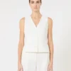 Wool crepe gilet, white Wool crepe gilet, white