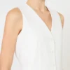 Wool crepe gilet, white Wool crepe gilet, white