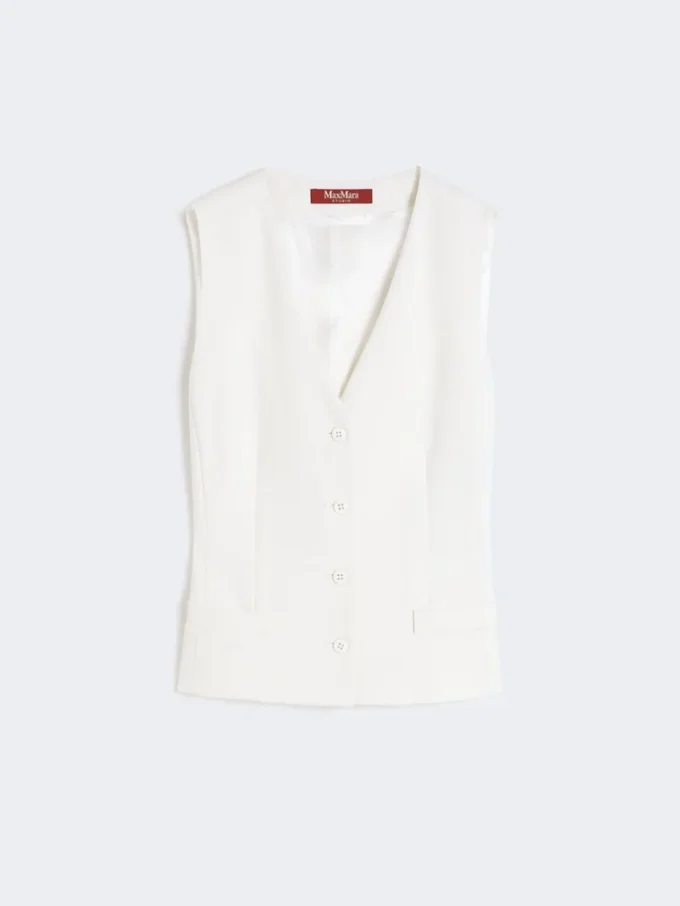 Wool crepe gilet, white Wool crepe gilet, white