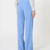 Wool crepe trousers, light blue