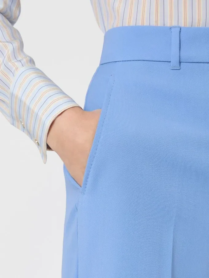 Wool crepe trousers, light blue