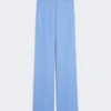 Wool crepe trousers, light blue