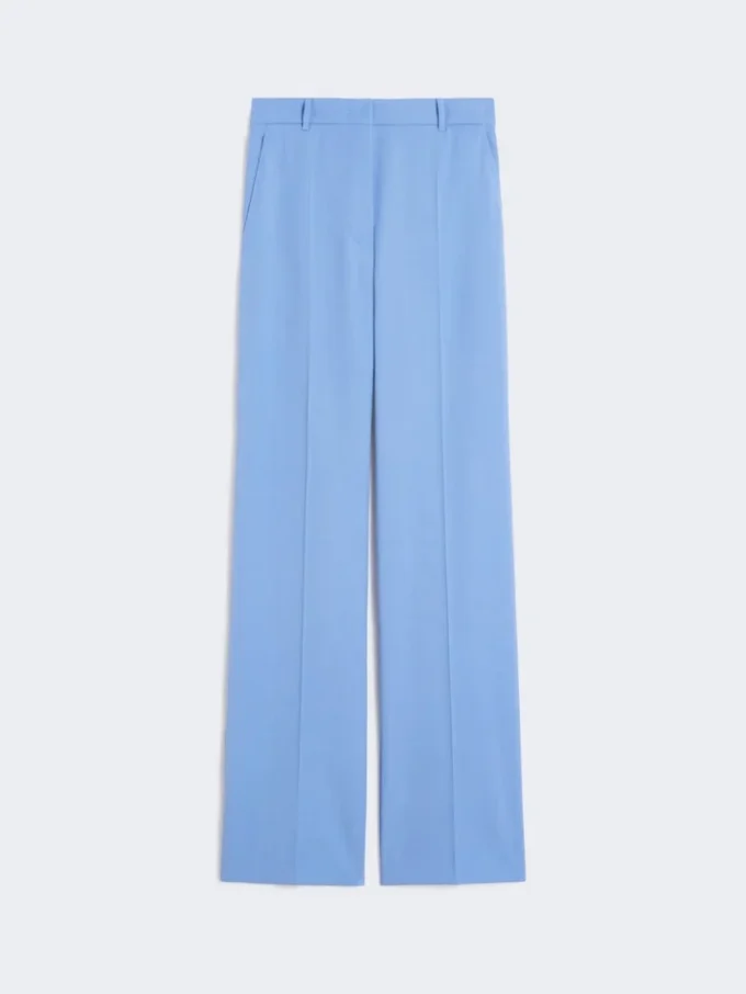 Wool crepe trousers, light blue