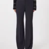 Wool crepe trousers, navy