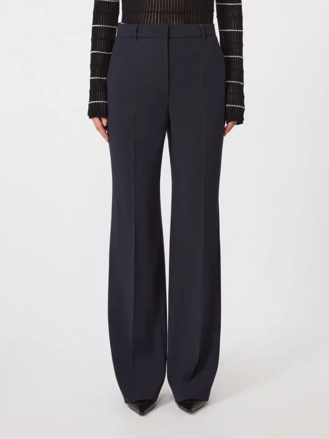 Wool crepe trousers, navy