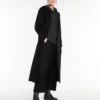 Wool drap wrap coat, black