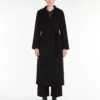 Wool drap wrap coat, black