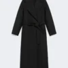 Wool drap wrap coat, black