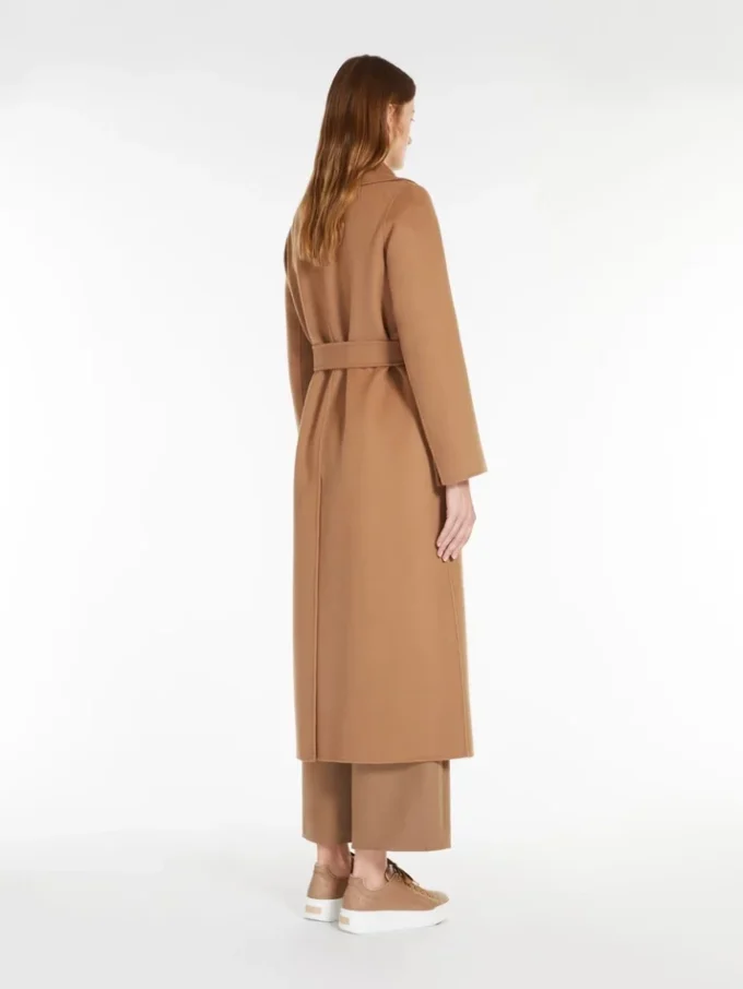Wool drap wrap coat, camel