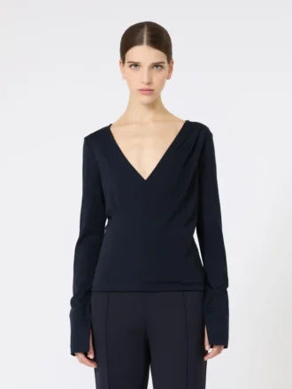 Wool jersey top, ultramarine