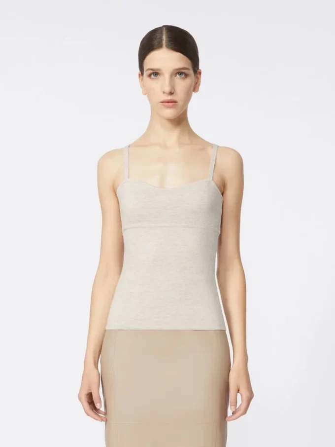 Wool-knit top, powder