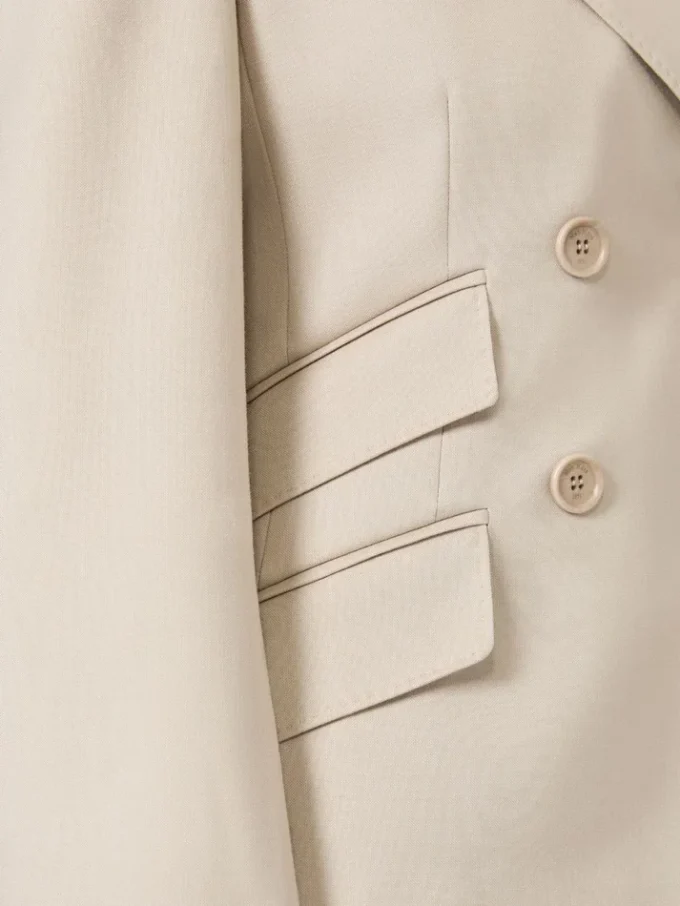 Wool, mohair and silk double-breasted blazer, sand