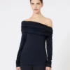 Wool off-the-shoulder top, ultramarine
