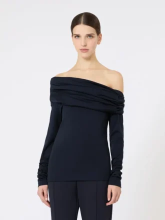 Wool off-the-shoulder top, ultramarine