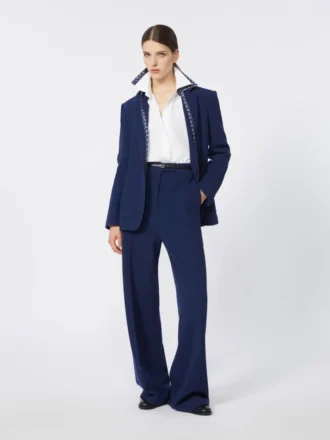Single-breasted piqua jersey blazer, china blue
