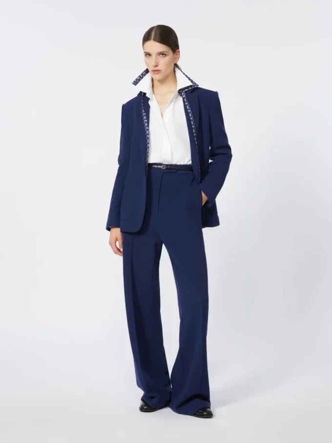 Single-breasted piqua jersey blazer, china blue