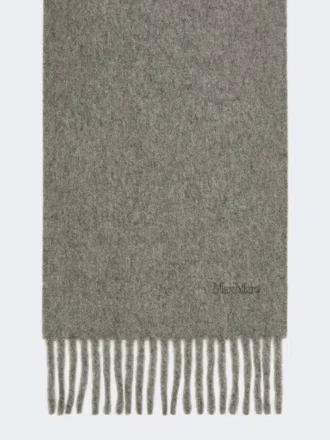 Wool scarf with embroidery, medium grey
