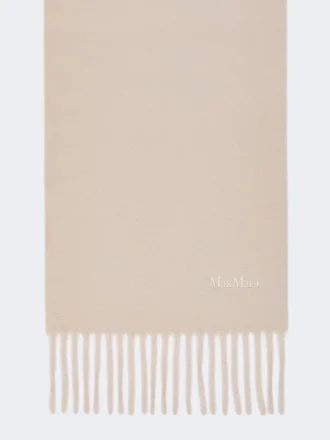 Wool scarf with embroidery, turtledove