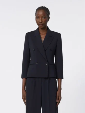 Woollen cloth cropped blazer, ultramarine