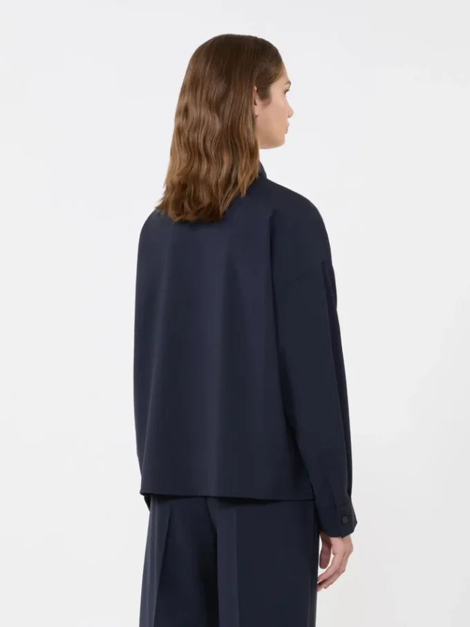 Woollen cloth cropped jacket, navy