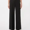 Woollen cloth palazzo trousers, black