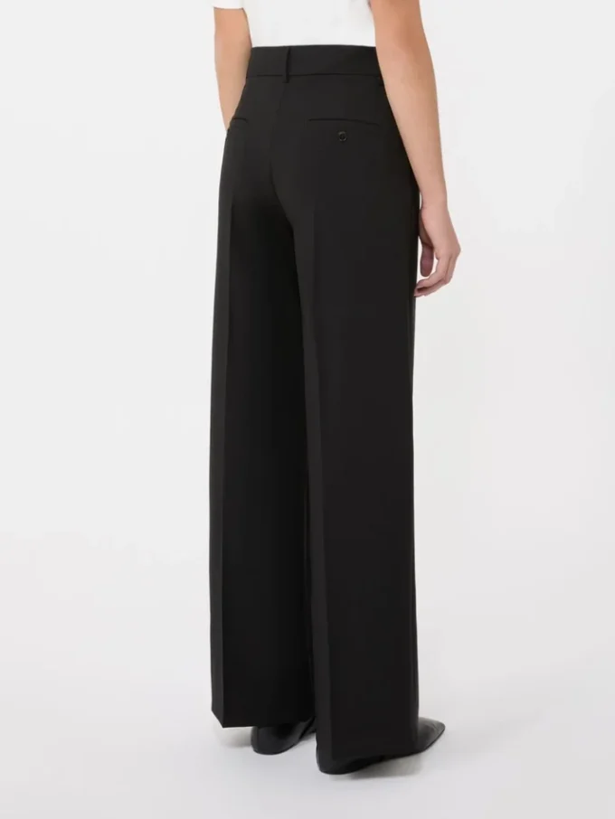 Woollen cloth palazzo trousers, black