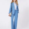 Woollen cloth palazzo trousers, light blue