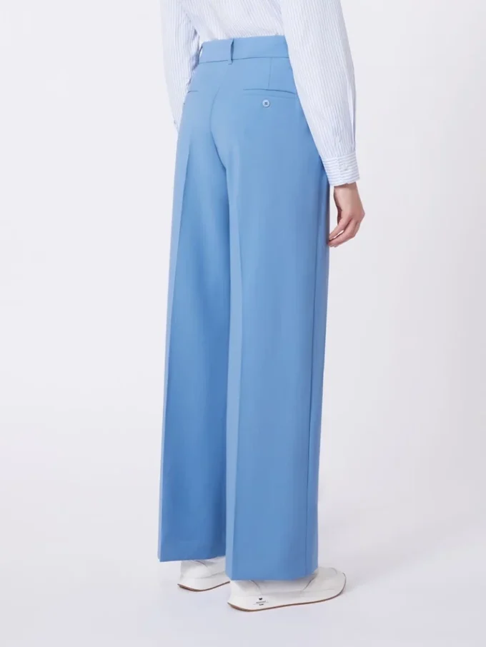 Woollen cloth palazzo trousers, light blue