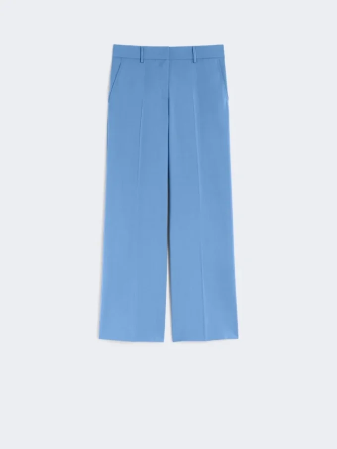 Woollen cloth palazzo trousers, light blue