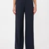 Woollen cloth palazzo trousers, navy