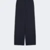 Woollen cloth palazzo trousers, navy