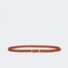 Woven leather belt, rust