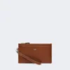 Wrist-strap leather pouch, amber brown