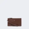 Wrist-strap leather pouch, cocoa